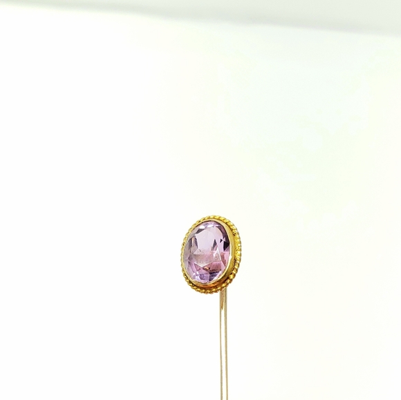 Vintage 14k*? Gold and Amythest Hat Pin - Picture 3 of 3